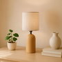 Opviq Lámpara de Mesa de Madera en Color Crema